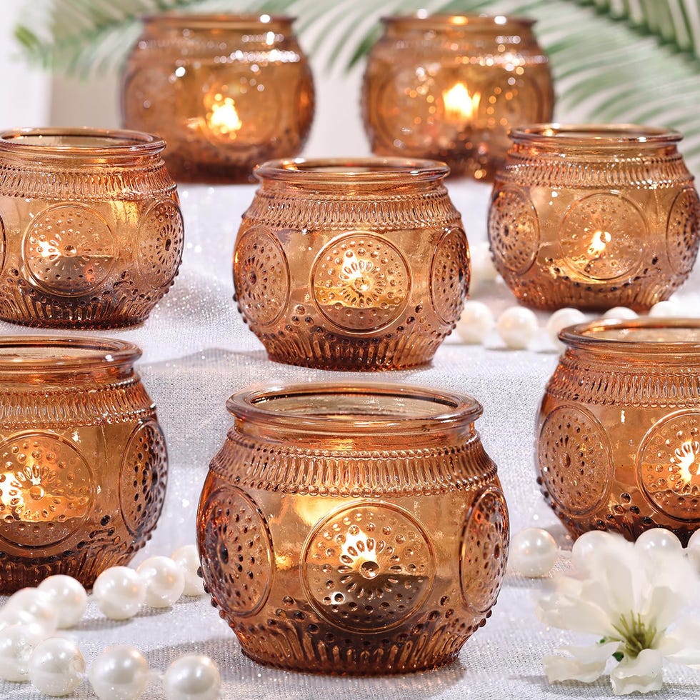 Amber Votive Candle Holders