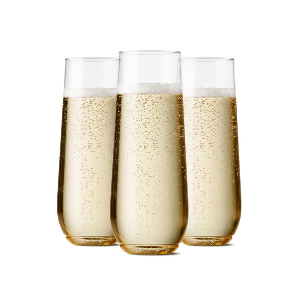 Clear Plastic Champagne Glasses Flutes (Pack of 12)