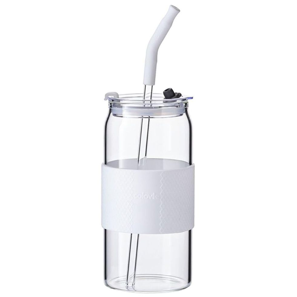 Tumbler with 3-in-1 Lids and Glass Straws