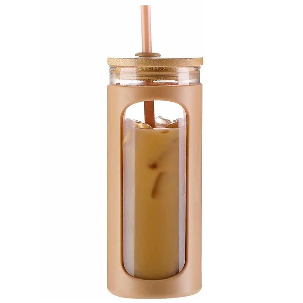 Glass Water Tumbler with Straw and Lid 20oz