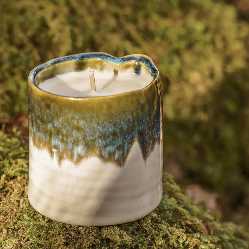 Green Ombre Ceramic Garden Candle