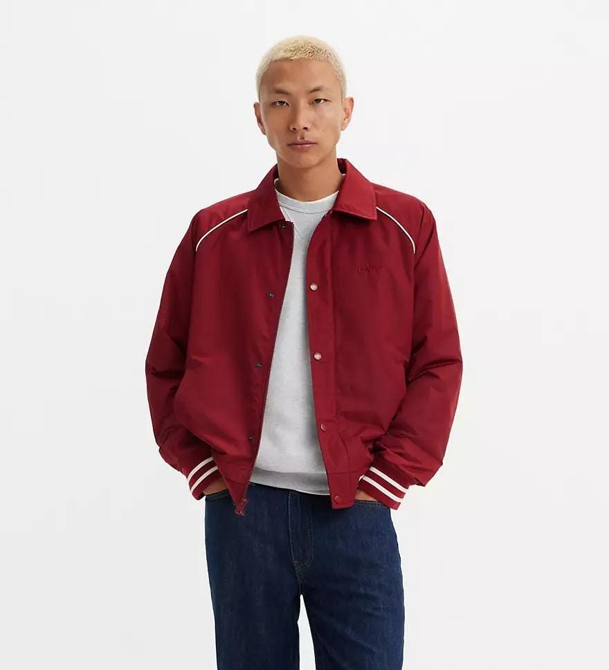 Laydown Collar Raglan Varsity Jacket