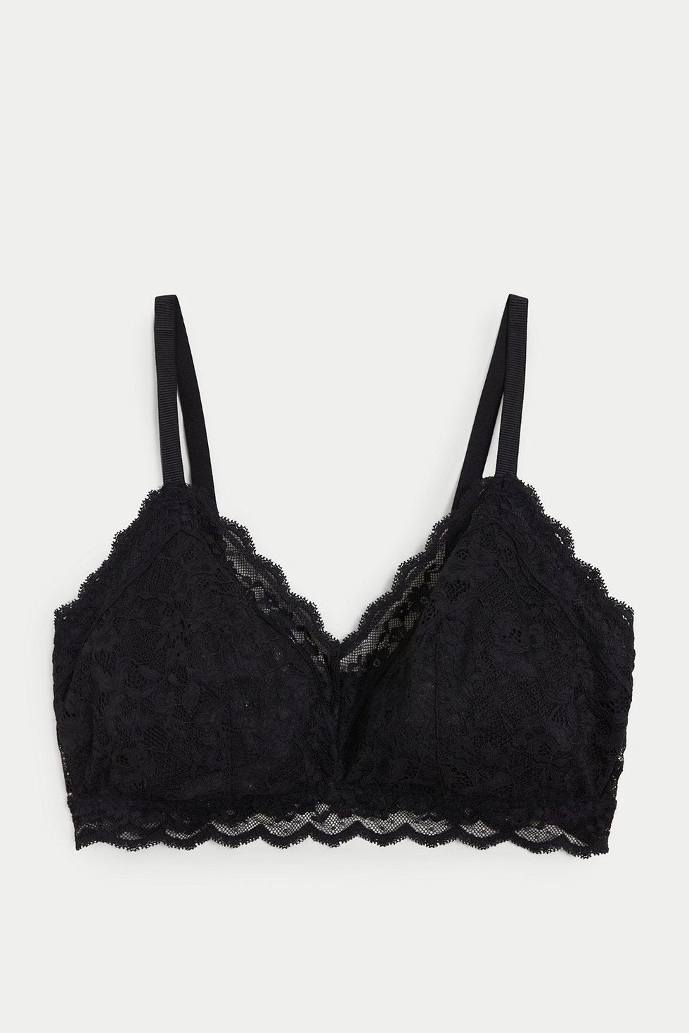 We Are We Wear Recycled Lacy Microfibre Triangle Bra, Black