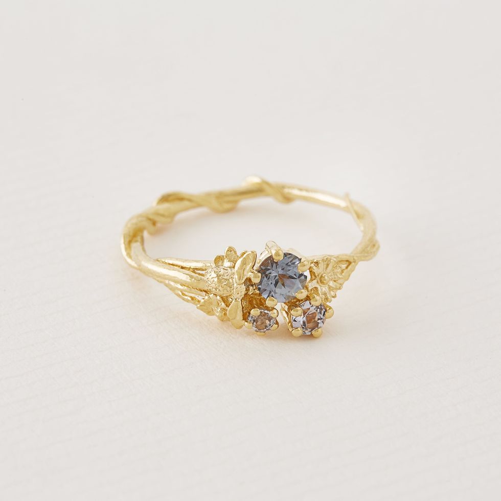 Beekeeper Pale Green & Blue Sapphire Trilogy Ring