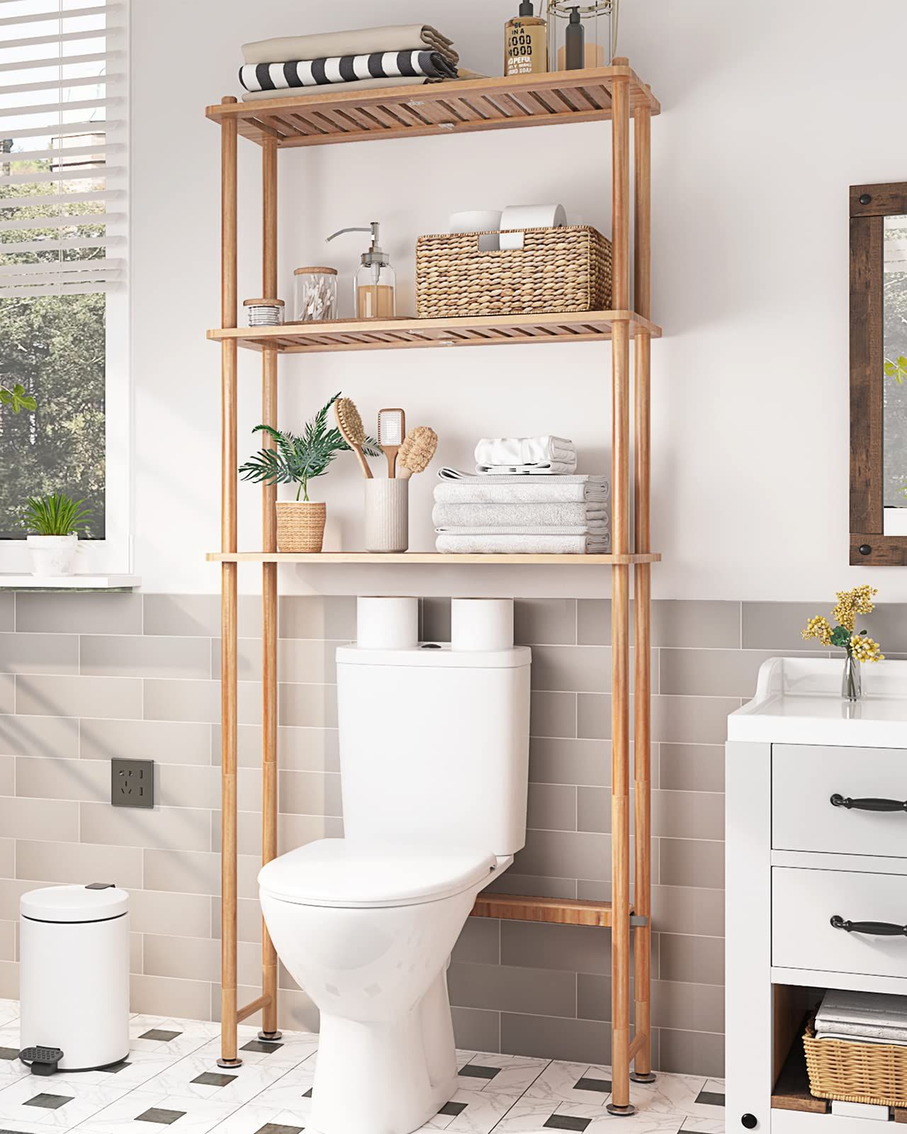 Bathroom shelving over toilet discount