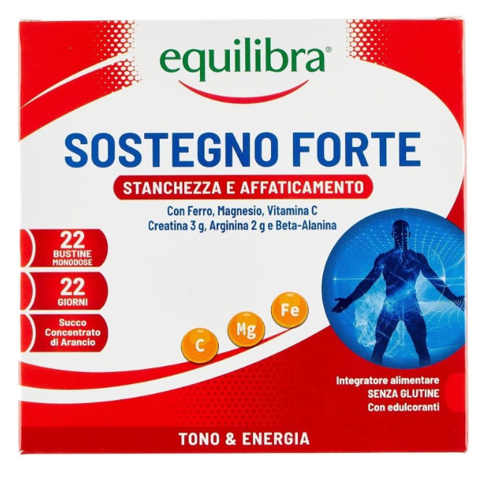 Sostegno Forte è un integratore con Ferro, Magnesio, Vitamina C, Creatina e arginina utile per combattere stanchezza e affaticamento