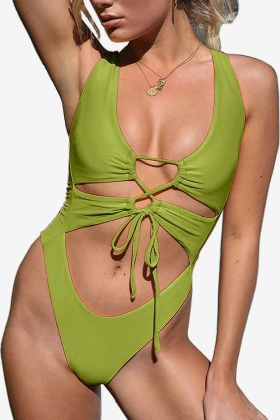 Two-Tone Twisted Cutout One-Piece Swimsuit