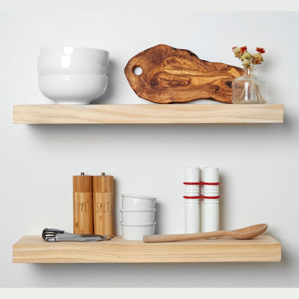 Set of 2 Wooden Floating Shelves Set of 2 Wooden Floating Shelves