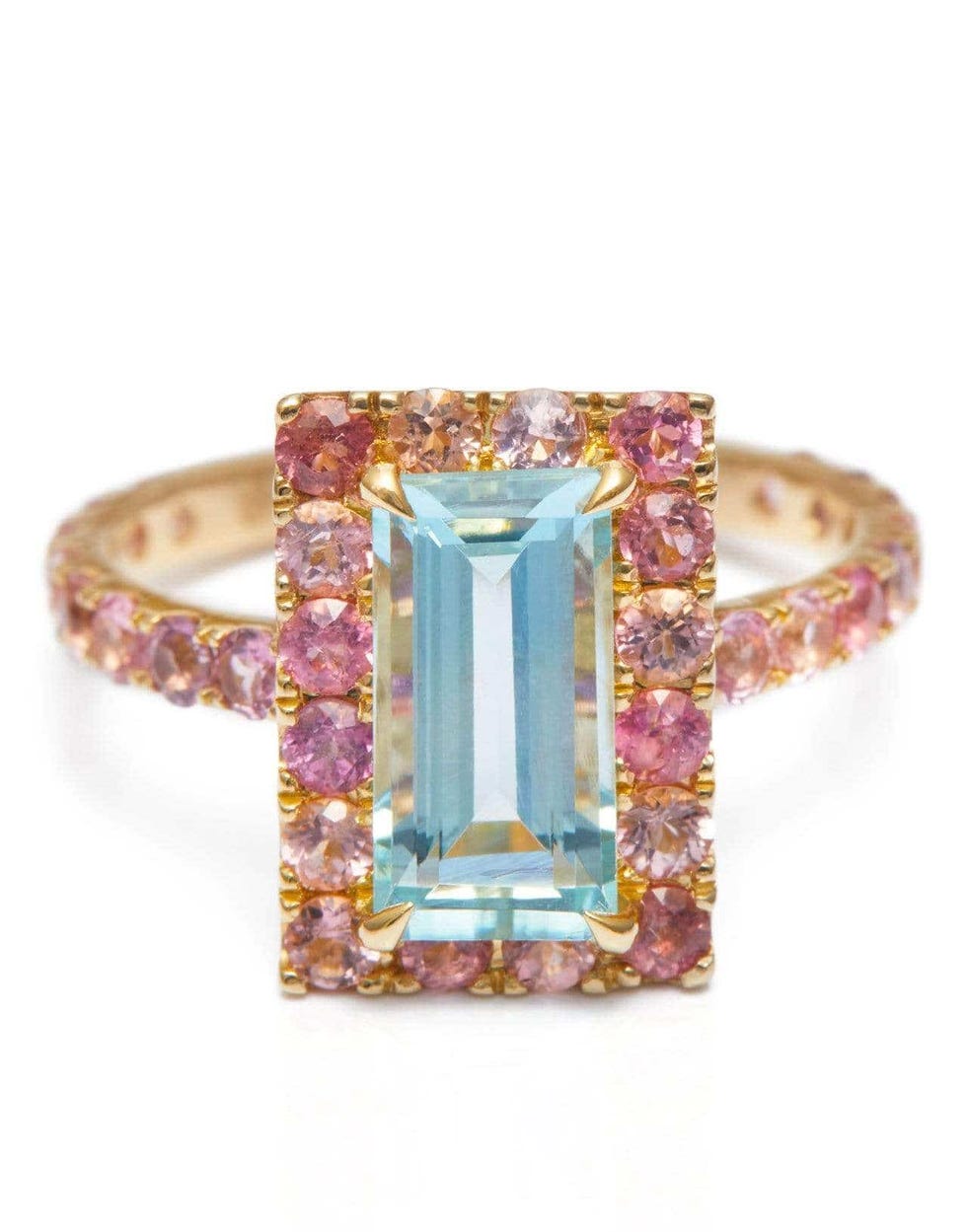 Aquamarine & Pink Tourmaline Candy Ring