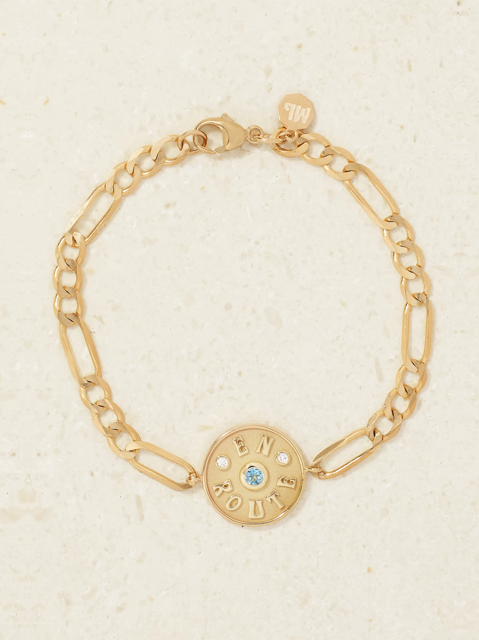 Mini En Route 14k Gold, Aquamarine, and Diamond Bracelet