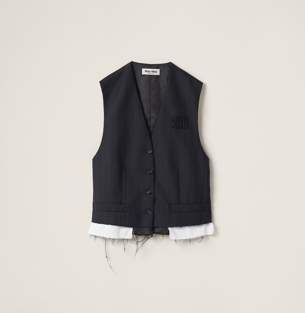 Single-Breasted Pinstriped Vest