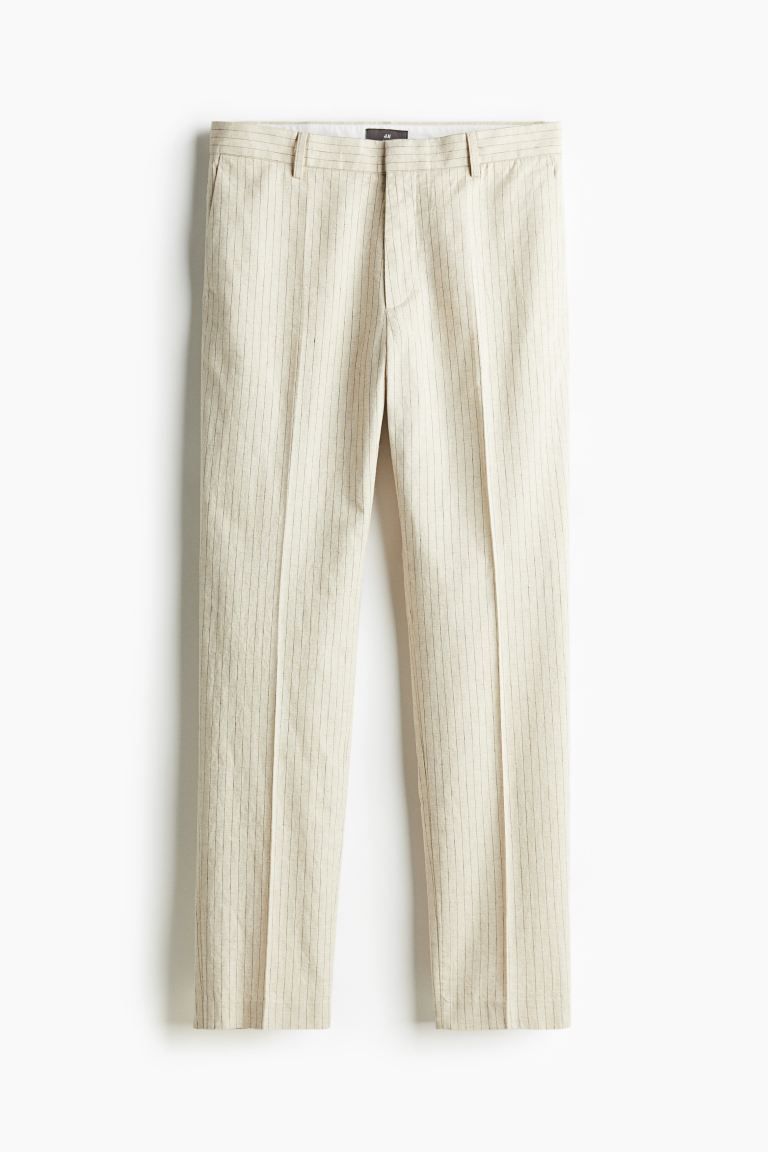 Pantaloni eleganti in misto lino Slim Fit