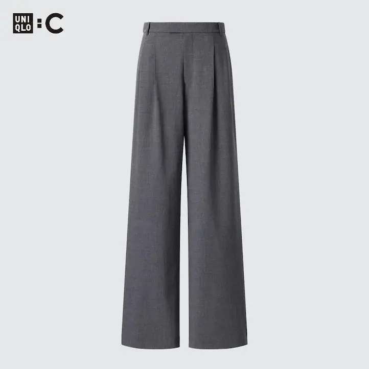 Pleated Wide Leg Straight Trousers