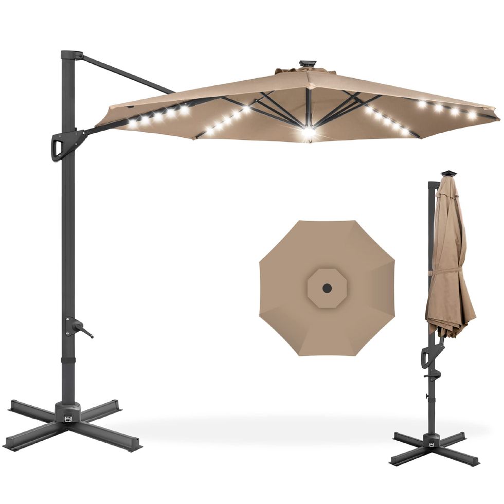 10-Foot Solar LED Cantilever Umbrella