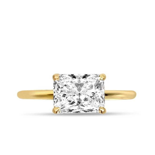 Horizontal Radiant Cut Solitaire Lab Grown Diamond Engagement Ring