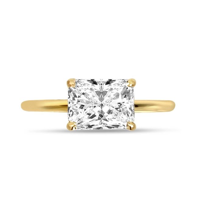 Horizontal Radiant Cut Solitaire Lab Grown Diamond Engagement Ring