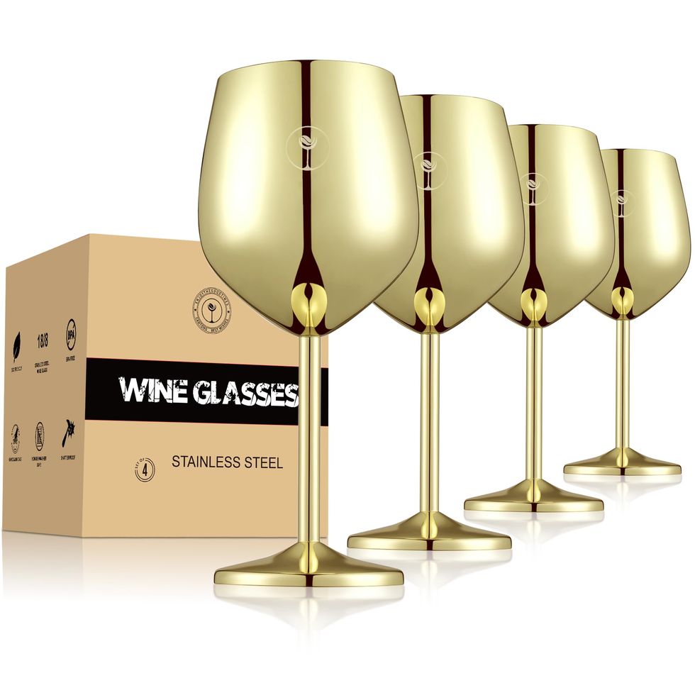 Set of 4 Gold Wine Glasses