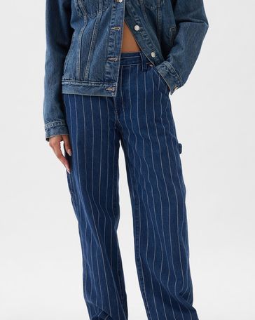 Mid Rise 90s Loose Pinstripe Carpenter Jeans