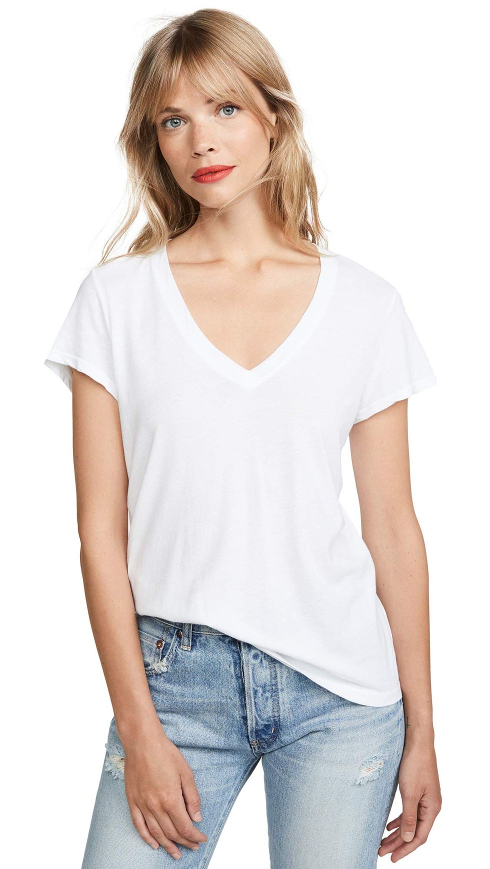 Lady Plain Shirt with Built in Bra Tee Crew Neck Loose Casual