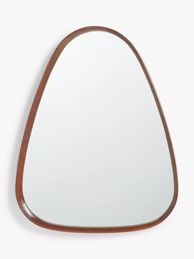 Mid Century Triangular Wood Wall Mirror