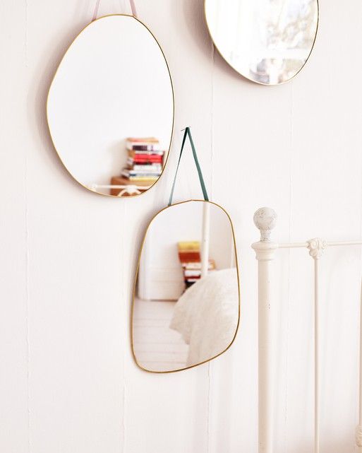 Pebble Hanging Gold & Glass Wall Mirrors Set of Three