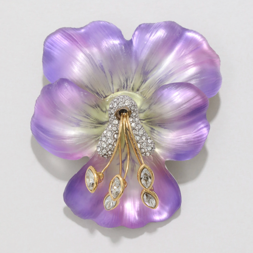 Pansy Lucite Crystal Pin