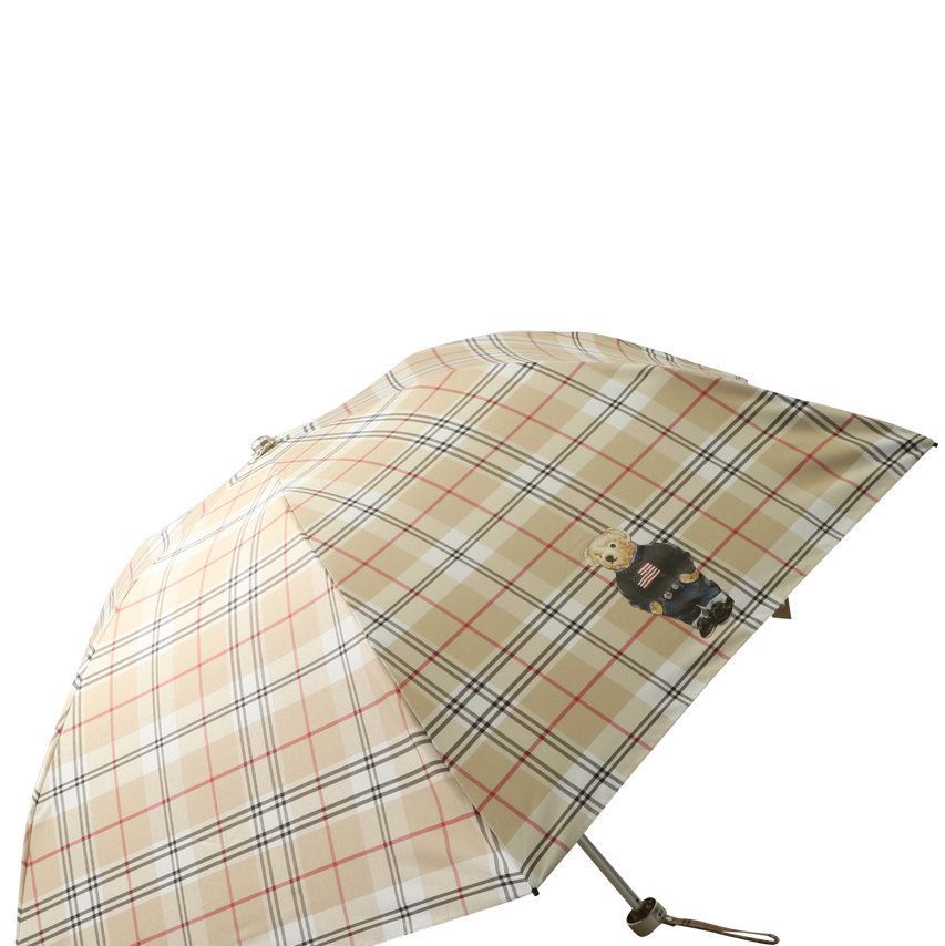 晴雨兼用チェックベアプリントミニ傘