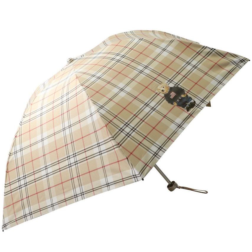 晴雨兼用チェックベアプリントミニ傘