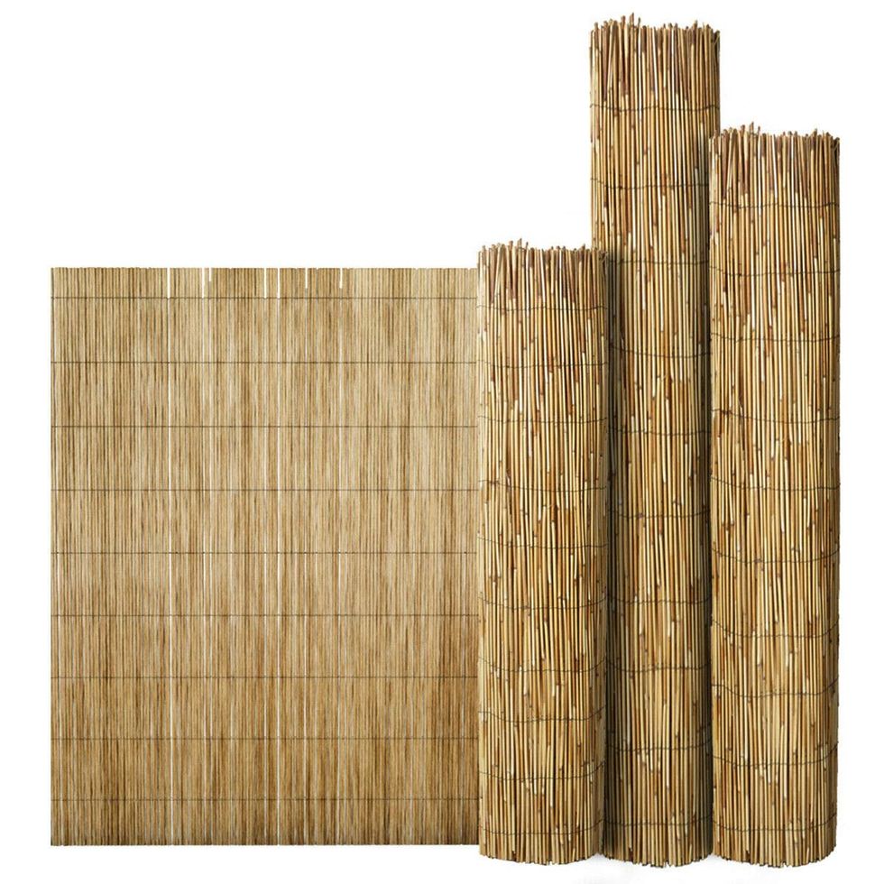 FlickBuyz Bamboo Natural Garden Peeled Reed Fence Screening Roll Privacy Border Wooden Wind/Sun Protection (L- 4M X H-1M)