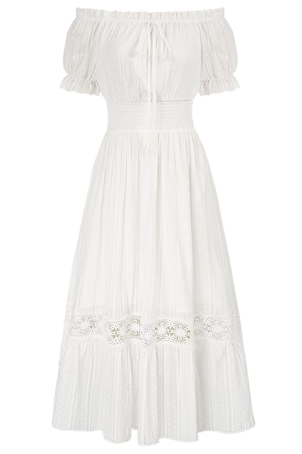 White Cottagecore Maxi Dress, Size Small