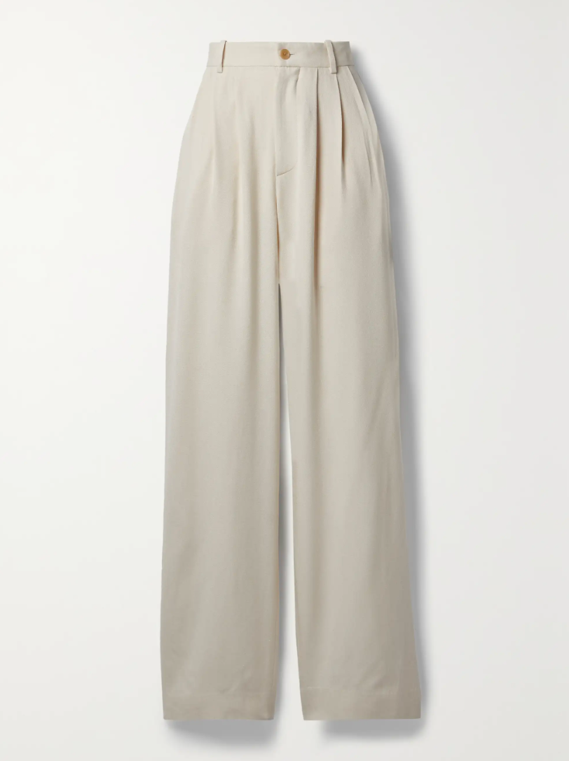 Rufos Pleated Cotton Wide-Leg Pants