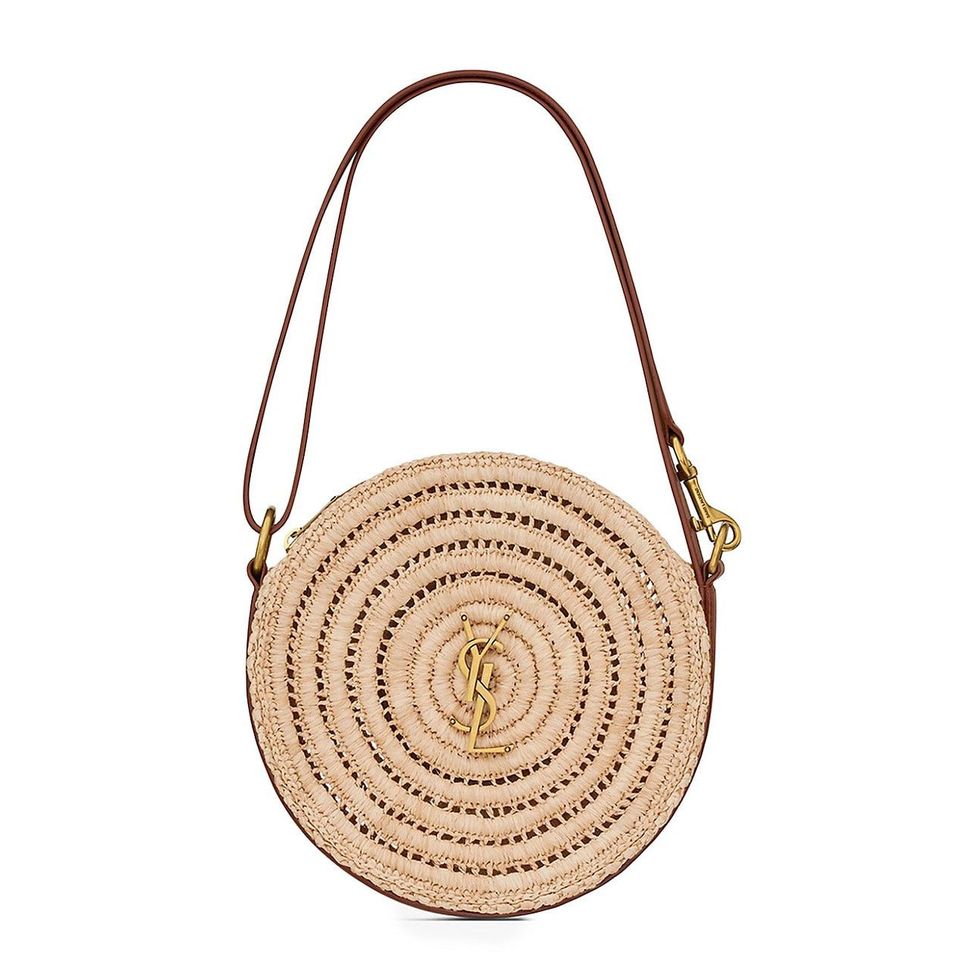Round Bag in Raffia And Vegetable-tanned Leather