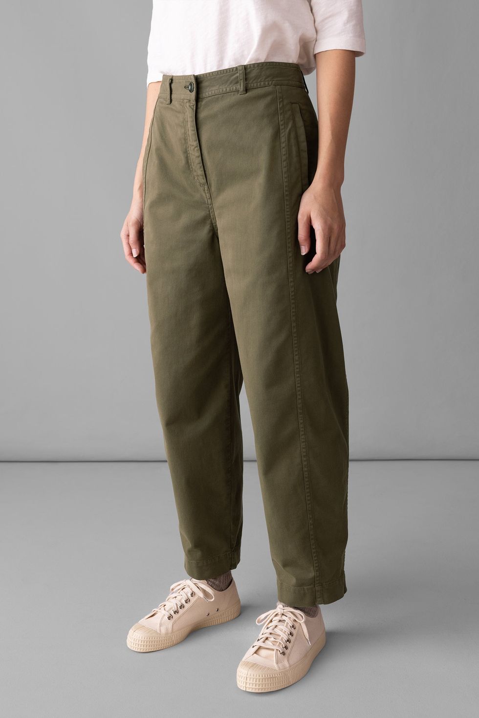 Kathe Flat Front Cotton Twill Trousers