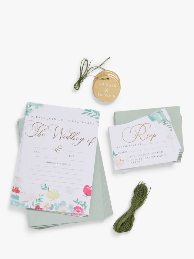 Floral Wedding Invitations, pack of 10