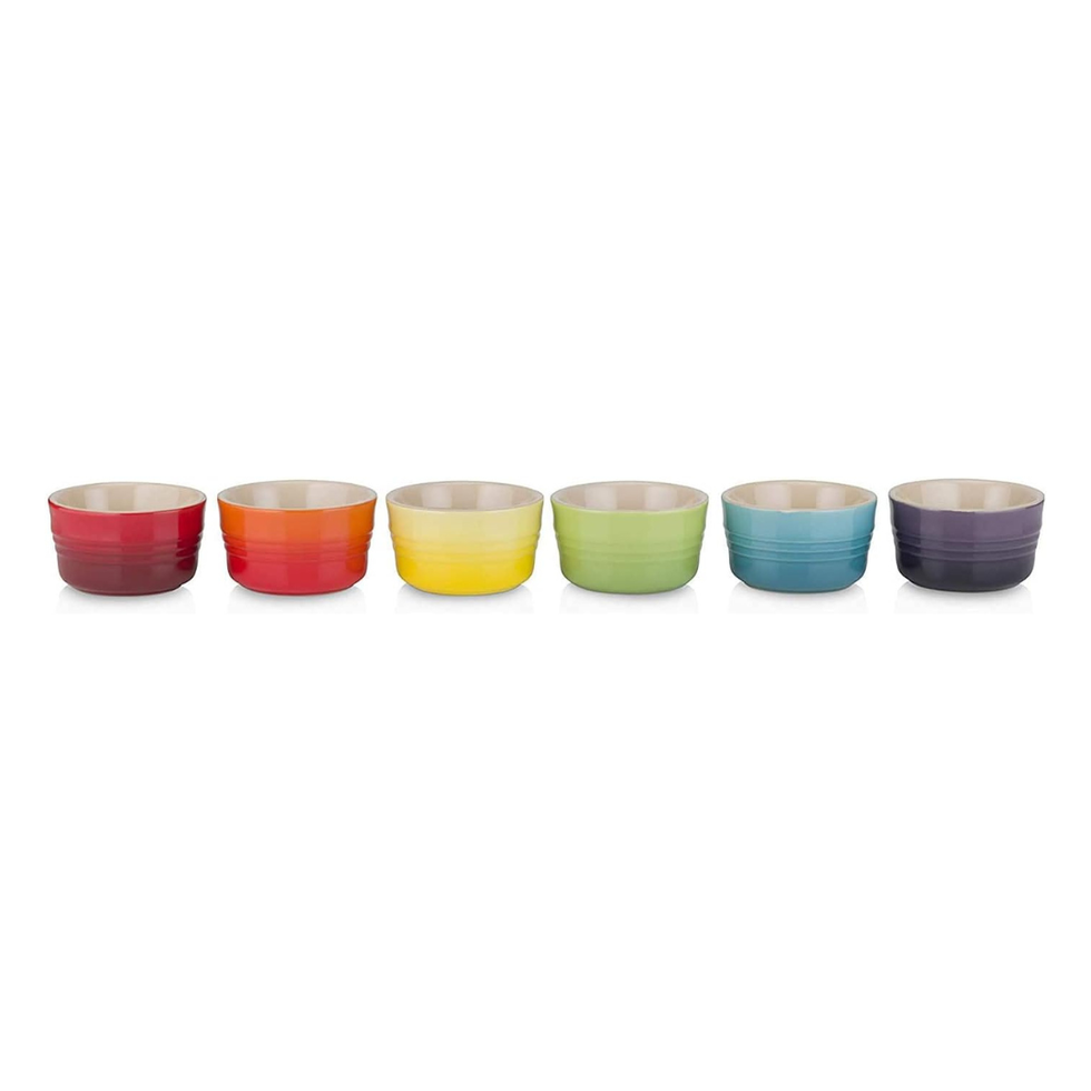Set of 6 Mini Stoneware Rainbow Ramekins