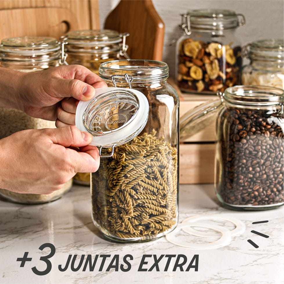3 tarros de cristal herméticos con etiquetas 2 l