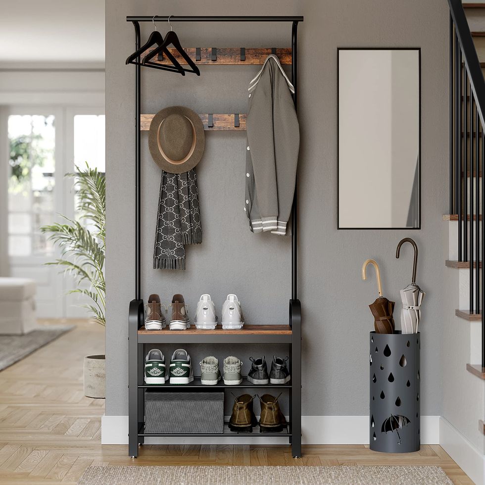 VASAGLE Coat Stand With Shoe Storage Bench
