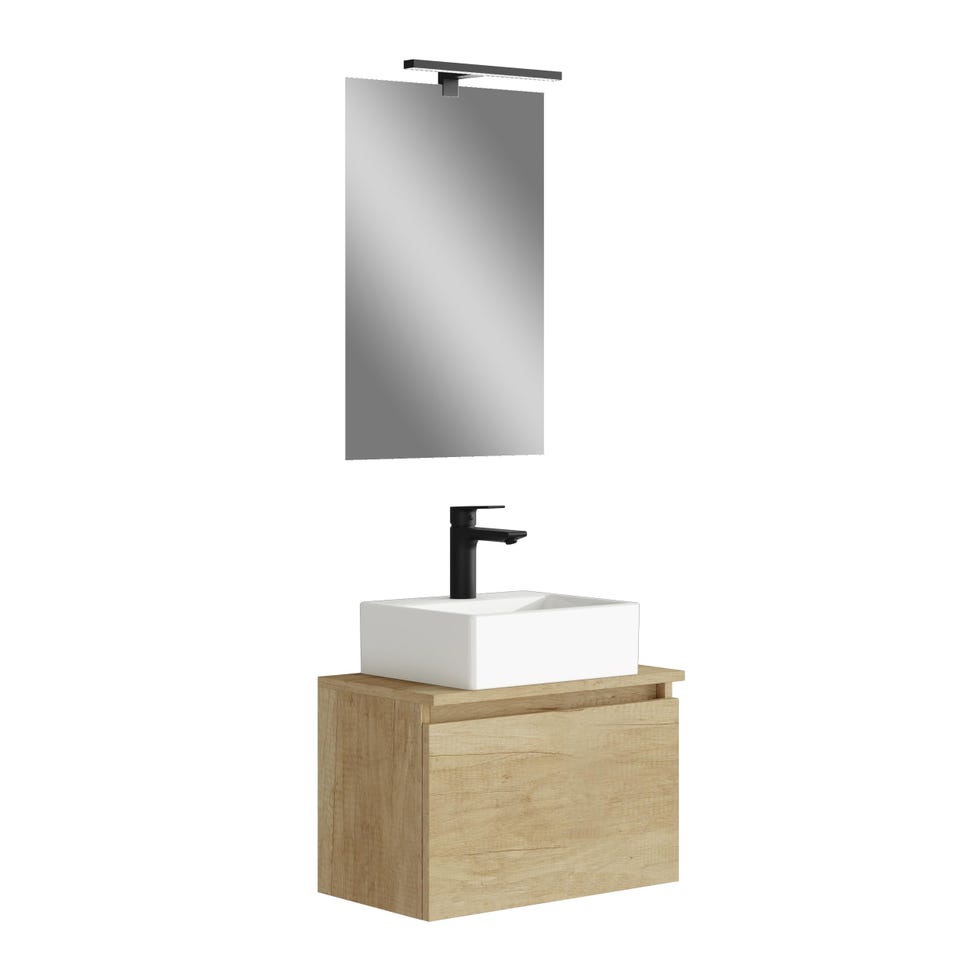 Mueble de lavabo pequeño con espejo