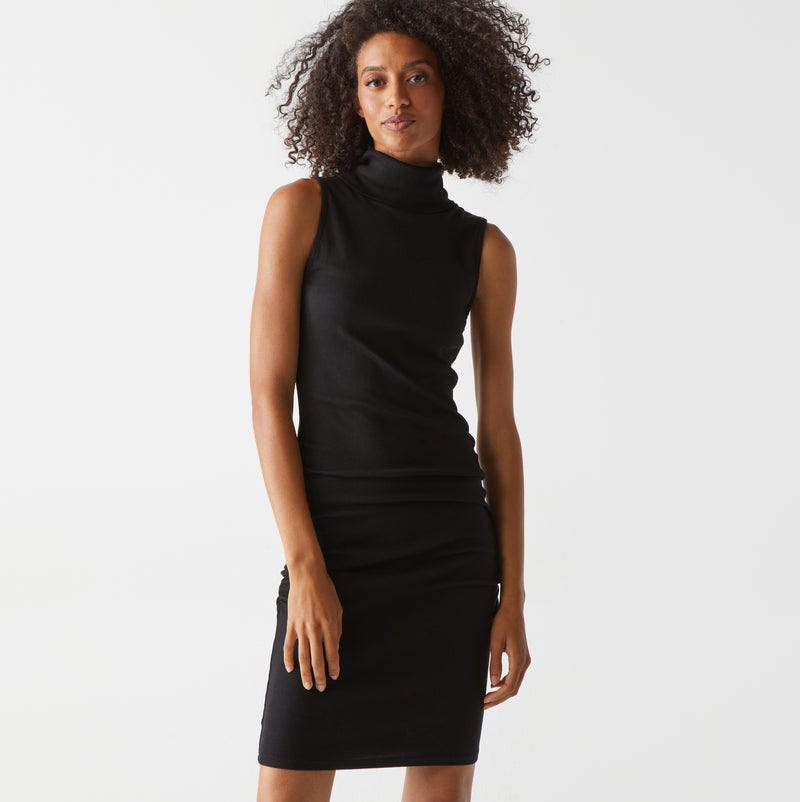 Macy Mock Neck Ribbed Dress