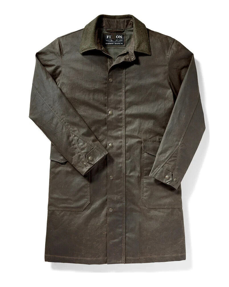 Trench Coat Olive Brown Otter Army Waxed Tin Cloth