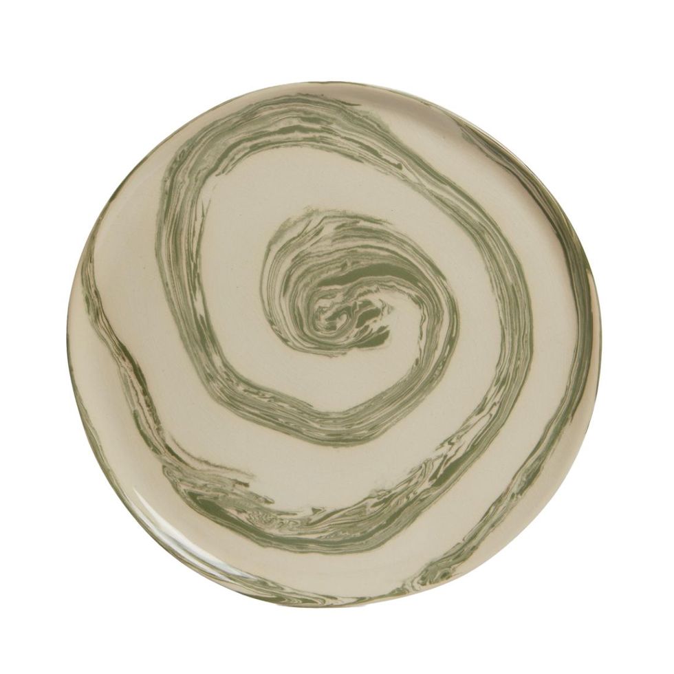 Green and white swirl dinner plate