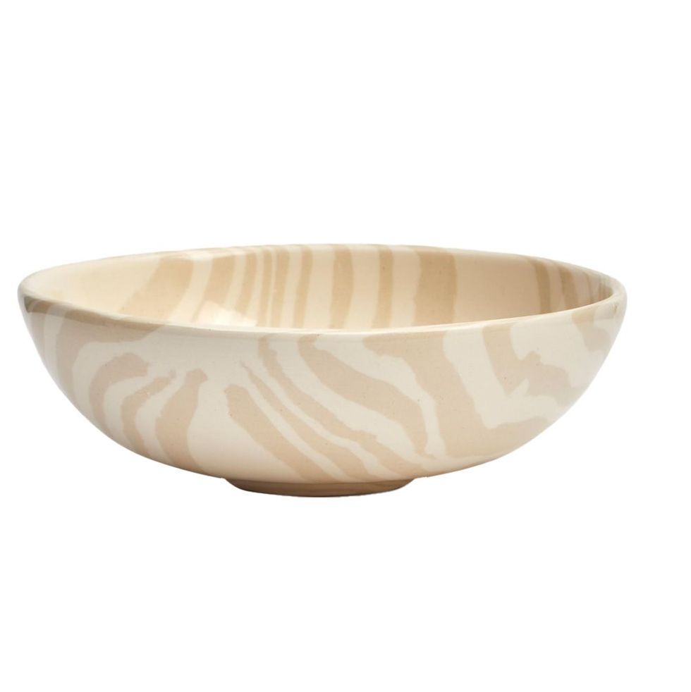 White on white stripe small bowl