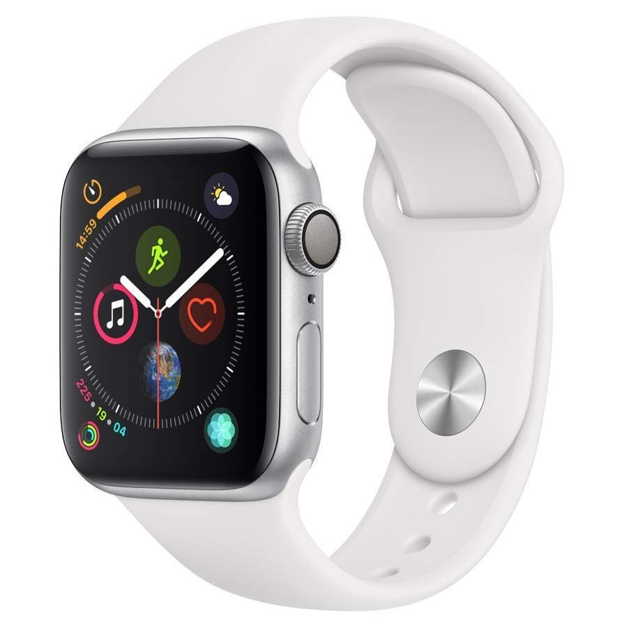 Apple Watch Series 4 (GPS, 40MM) - Silver Aluminum Case with White Sport Band (Renewed)