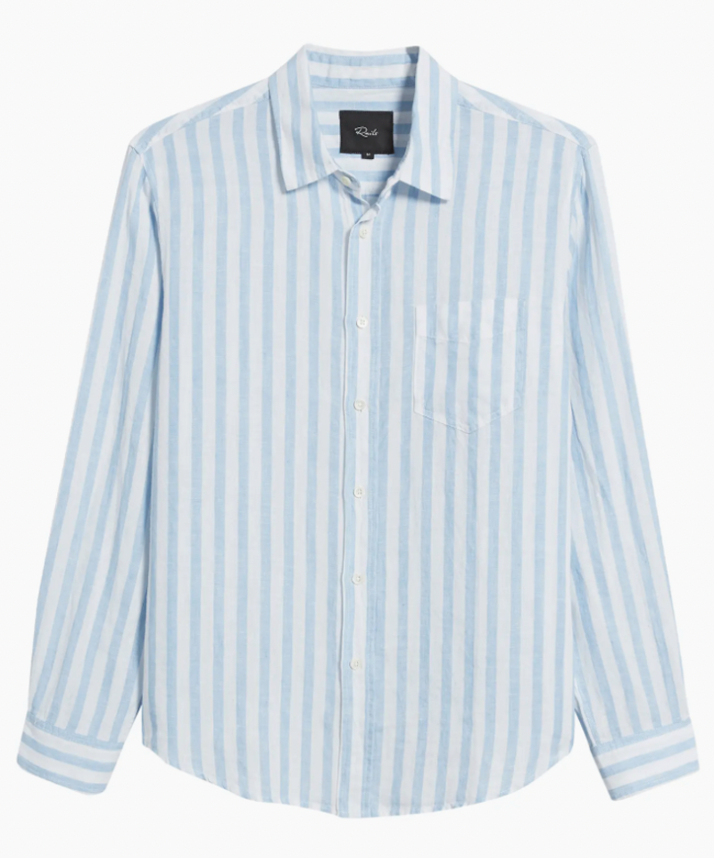 Havana Stripe Linen Button-Up Shirt