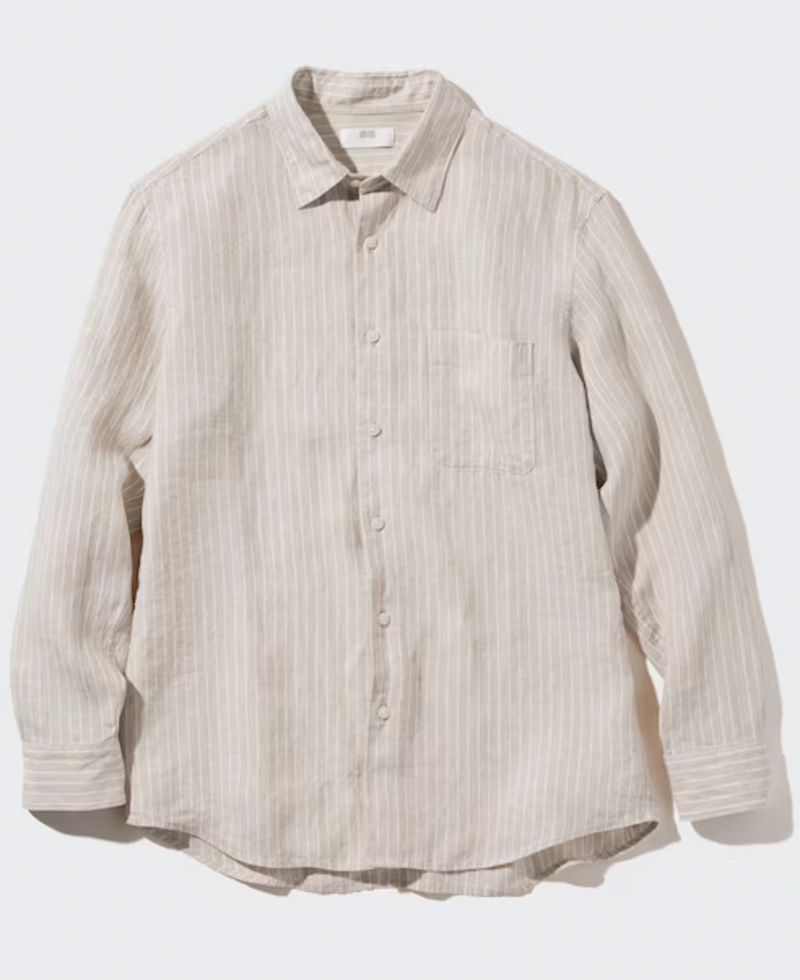 Premium Linen Striped Long-Sleeve Shirt