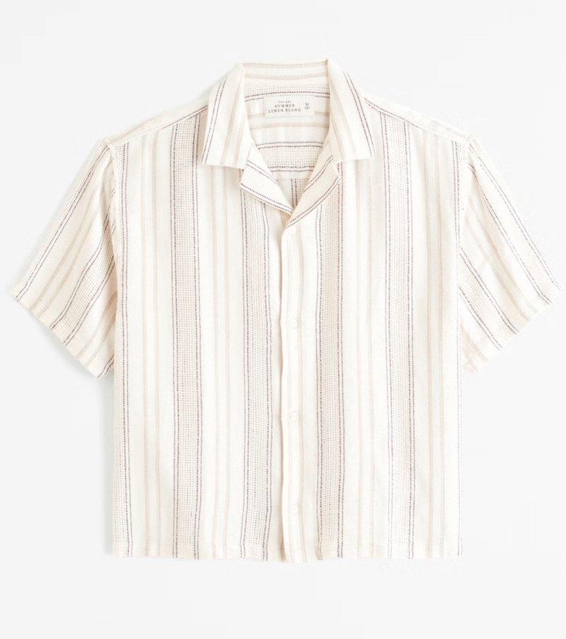 Camp Collar Summer Linen-Blend Embroidered Shirt