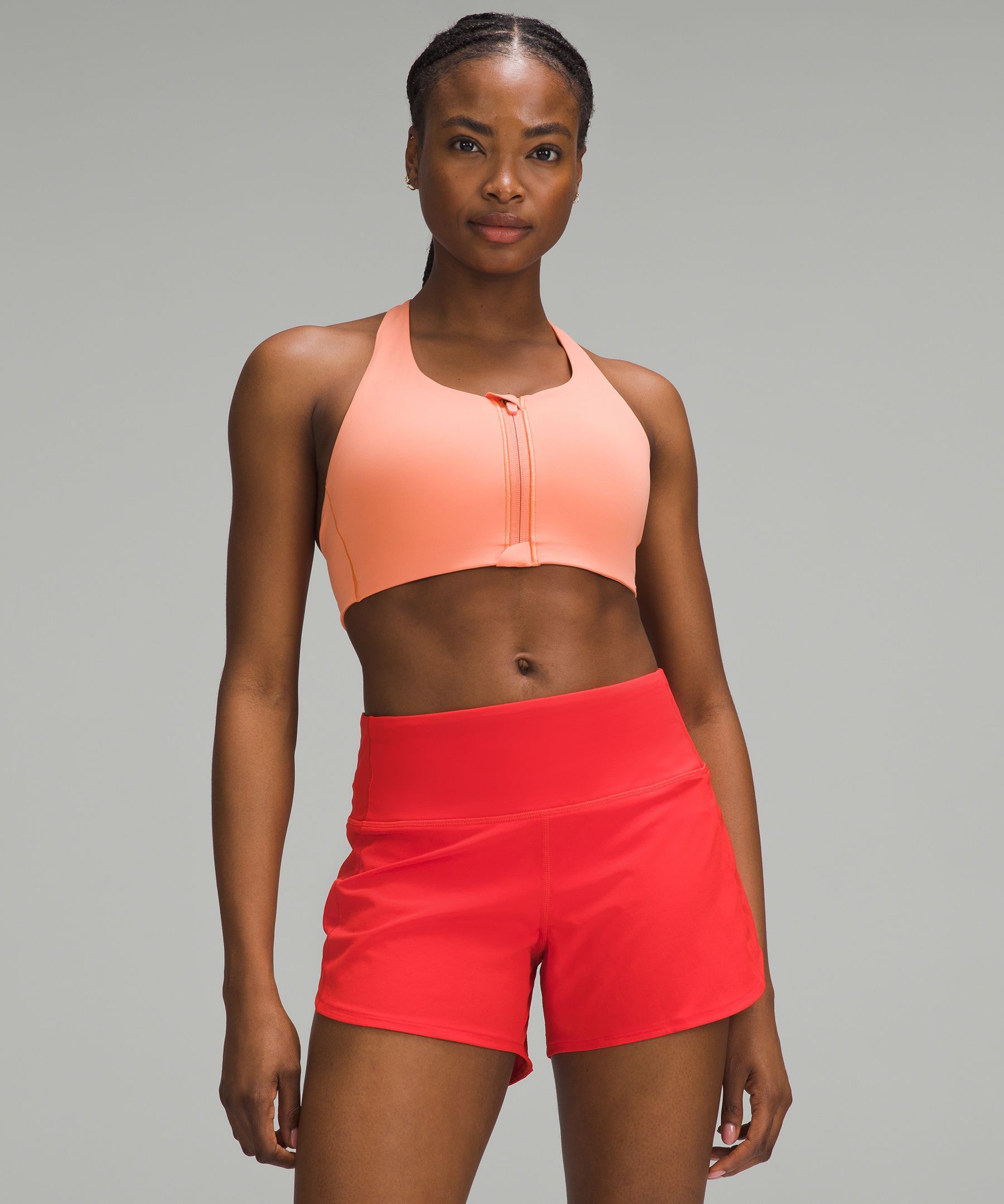 High support zip front sports bra online