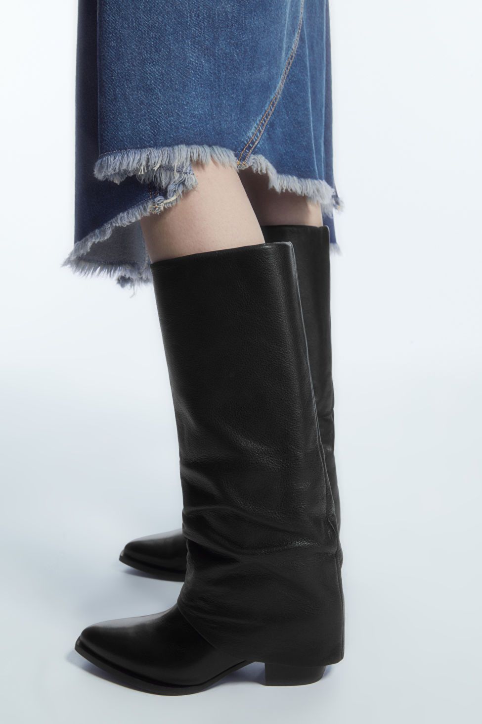 Slouched Leather Knee Boots 