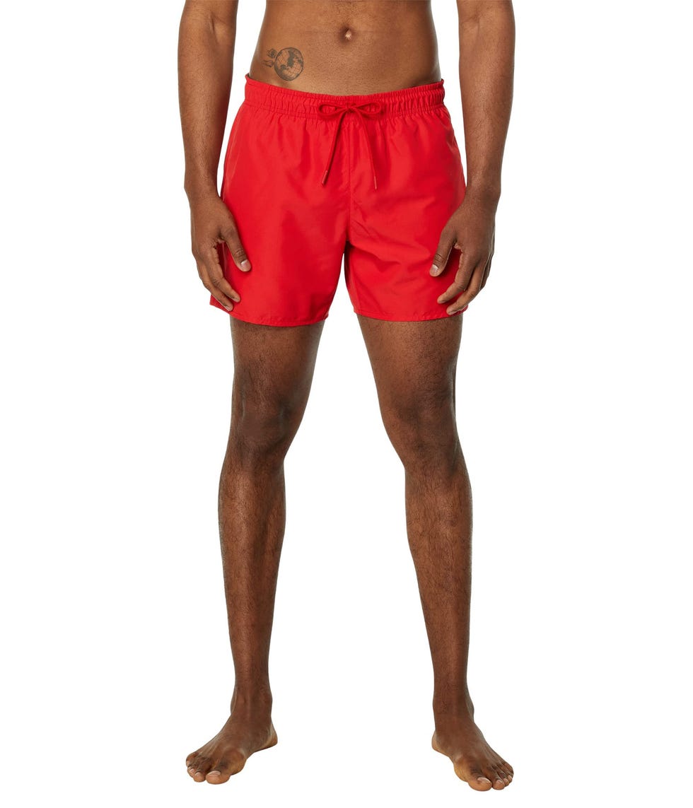 Standard Solid Elastic Waist Swim Trunks