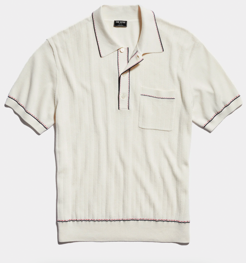 Italian Cotton Silk Tipped Riviera Sweater Polo